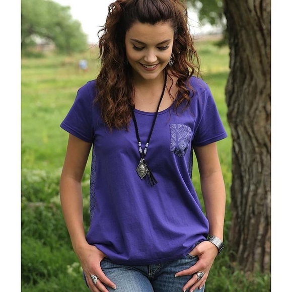 CRUEL Purple Western Aztec Tee Women's Size Small - Picture 5 of 5